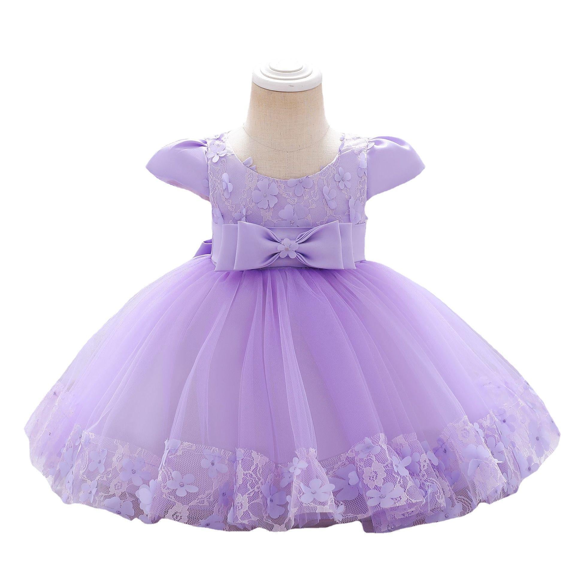 Cross-border supply Children's fluffy princess dress skirt applique cotton lining Baby girl one-year-old dress skirt kids
