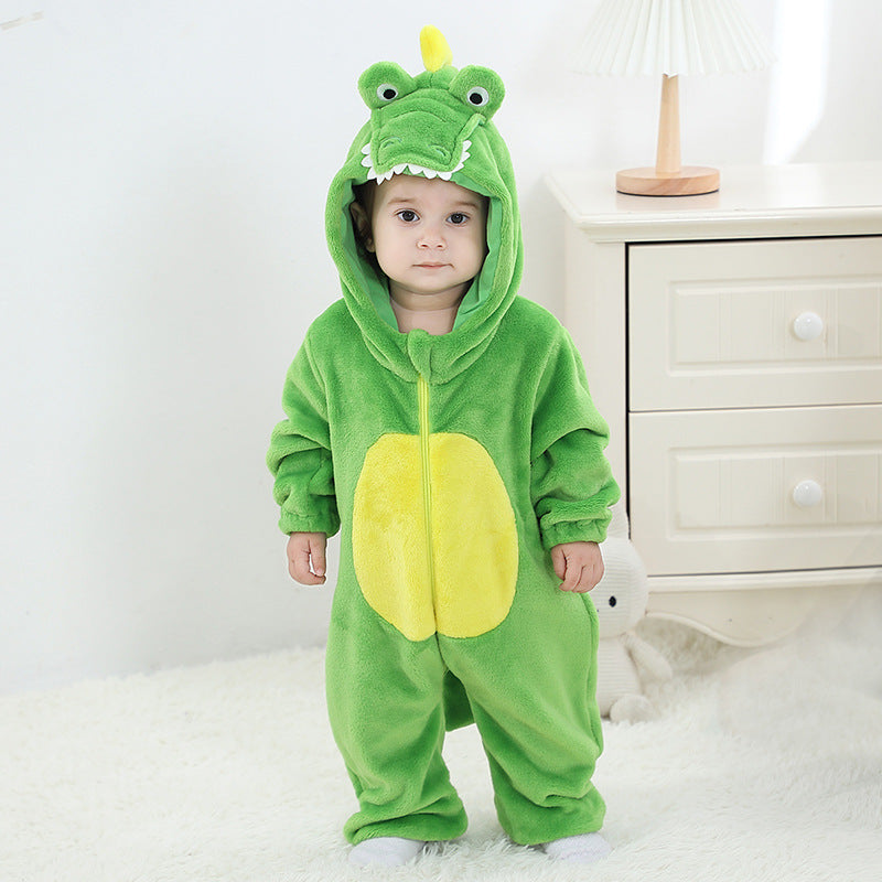 Qile Rabbit autumn new children's clothing animal shape three-dimensional flannel single-layer Romper onesie