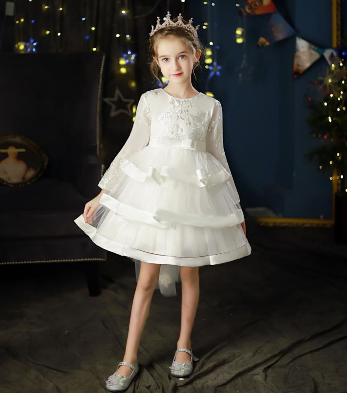 Long Sleeve Cake Wedding Dress