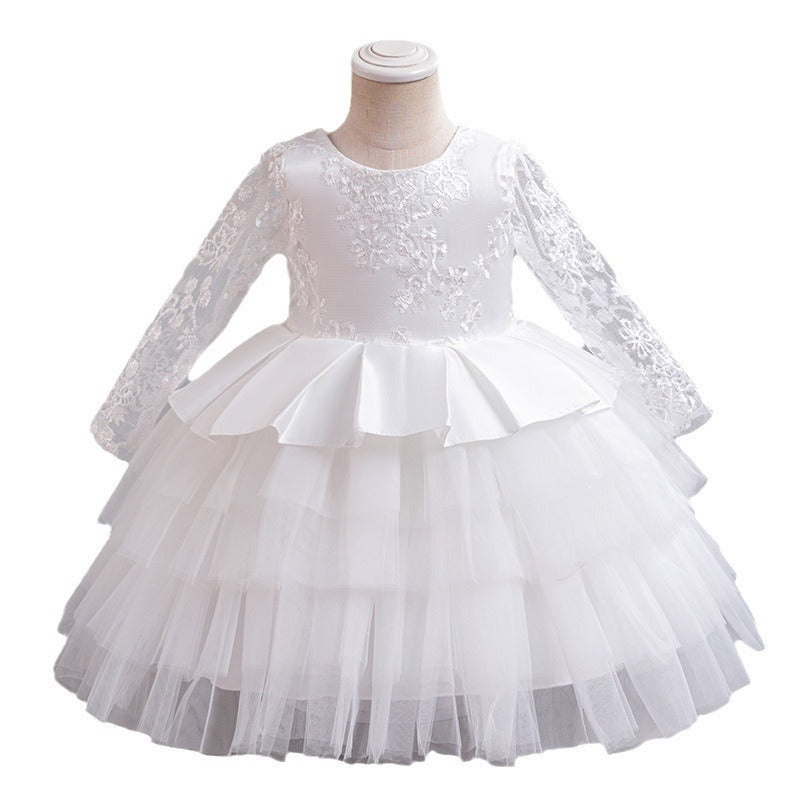 Long Sleeve Fluffy Princess Dress Bow Multilayer Cake Dress Dress