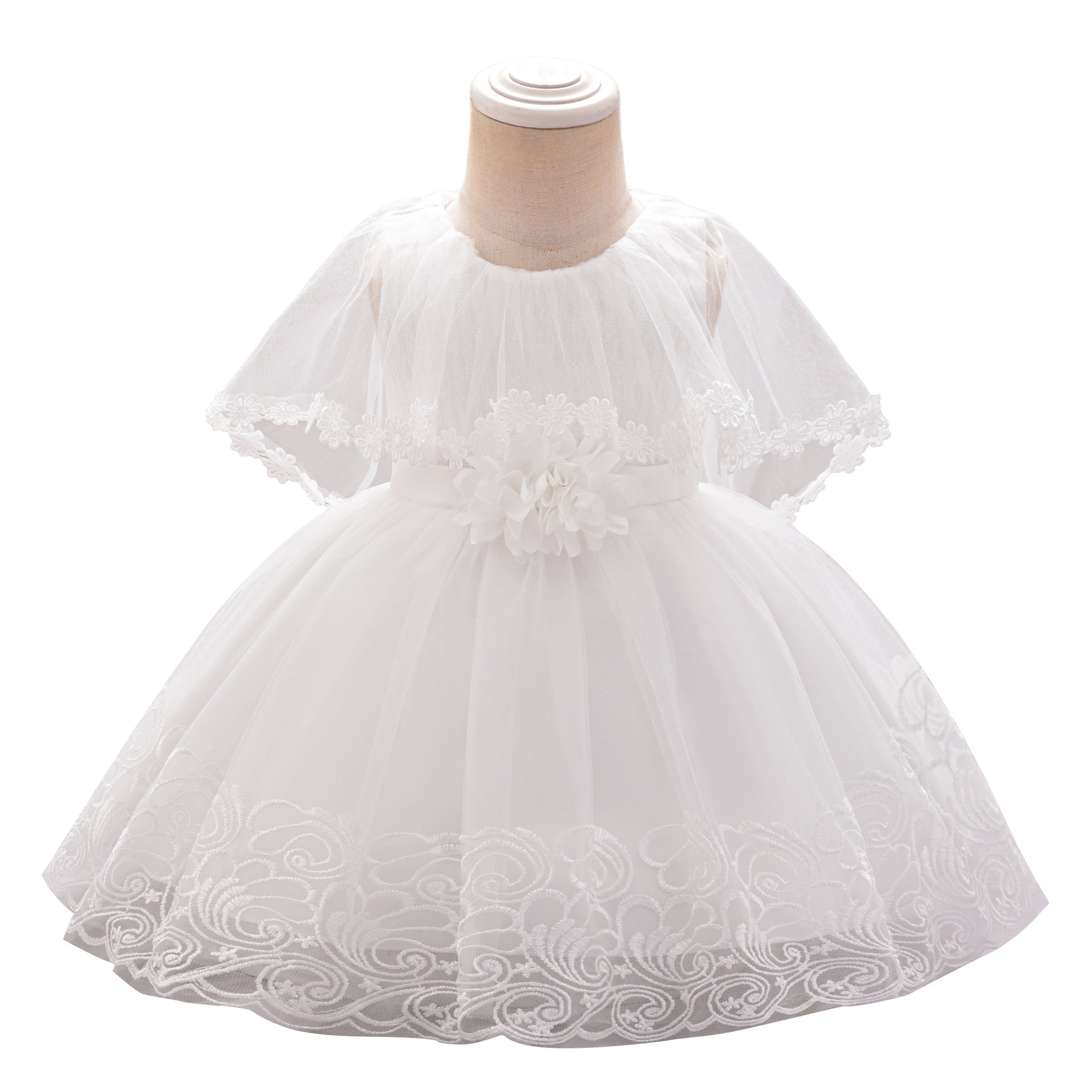 European and American new baby dress princess dress baby year old three-dimensional flower mesh dress girls 100 days dress