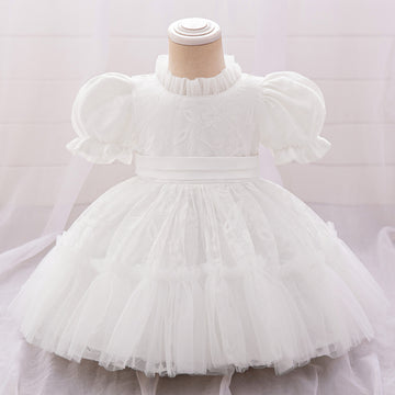 2024 New Girls' Wash Dress White Children's Dress Mesh Princess Dress Lace Embroidered Dress Yearly Dress