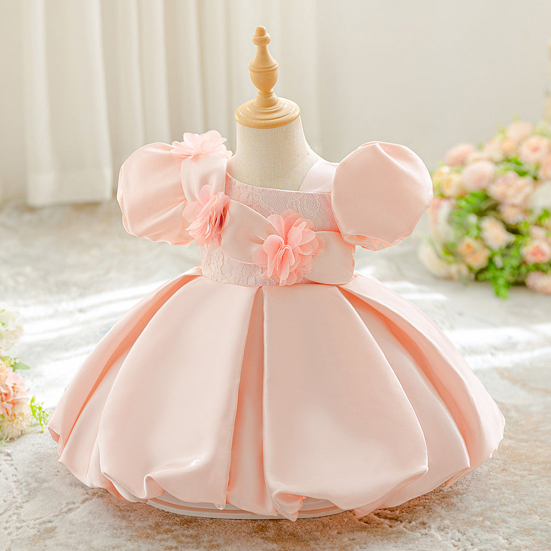 Children's princess dress 2025 new one-year-old dress baby girl bubble sleeve bud dress princess dress one piece hair