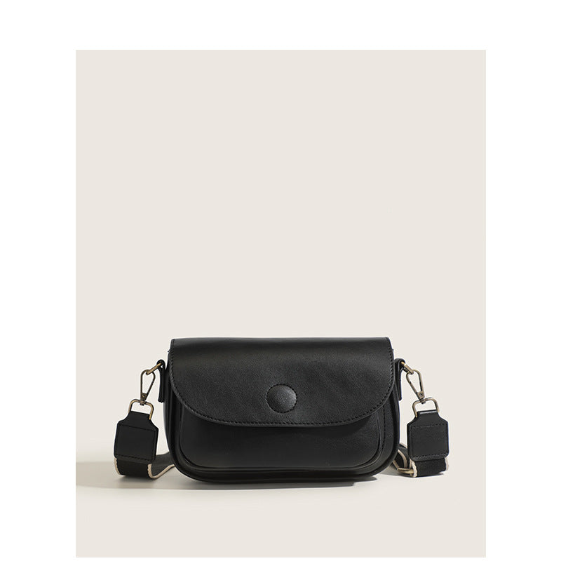 Soft Leather Cross-Body Bag – Niche Design with Wide Shoulder Strap
