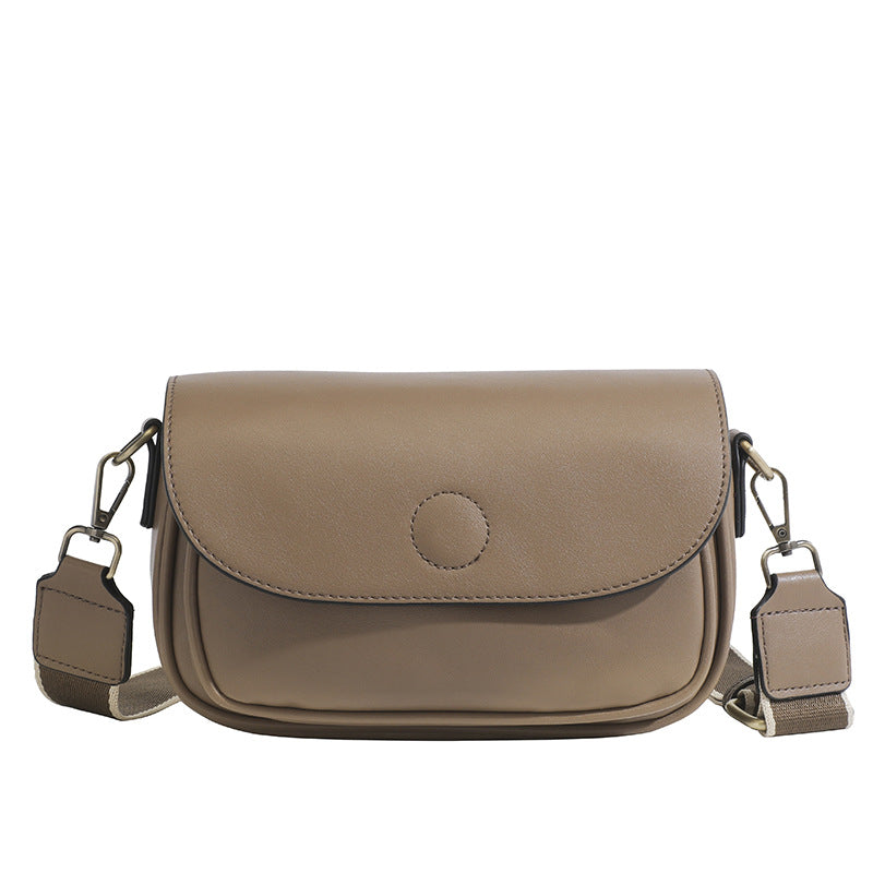 Soft Leather Cross-Body Bag – Niche Design with Wide Shoulder Strap