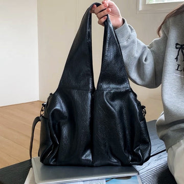 Cross-border large-capacity bag 2025 summer new shoulder bag soft-sided casual retro tote bag messenger bag women