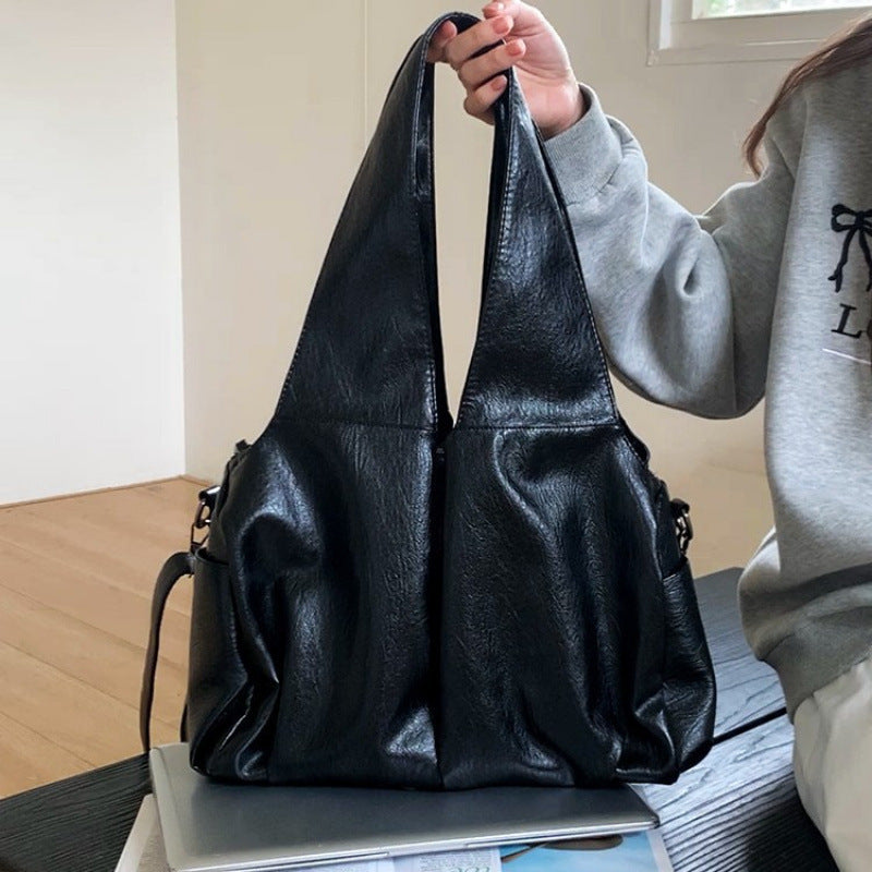 Cross-border large-capacity bag 2025 summer new shoulder bag soft-sided casual retro tote bag messenger bag women