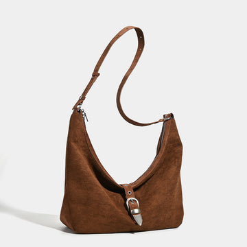 Korean version of lazy style retro suede shoulder bag for women 2025 autumn and winter new large-capacity versatile commuter underarm bag for women