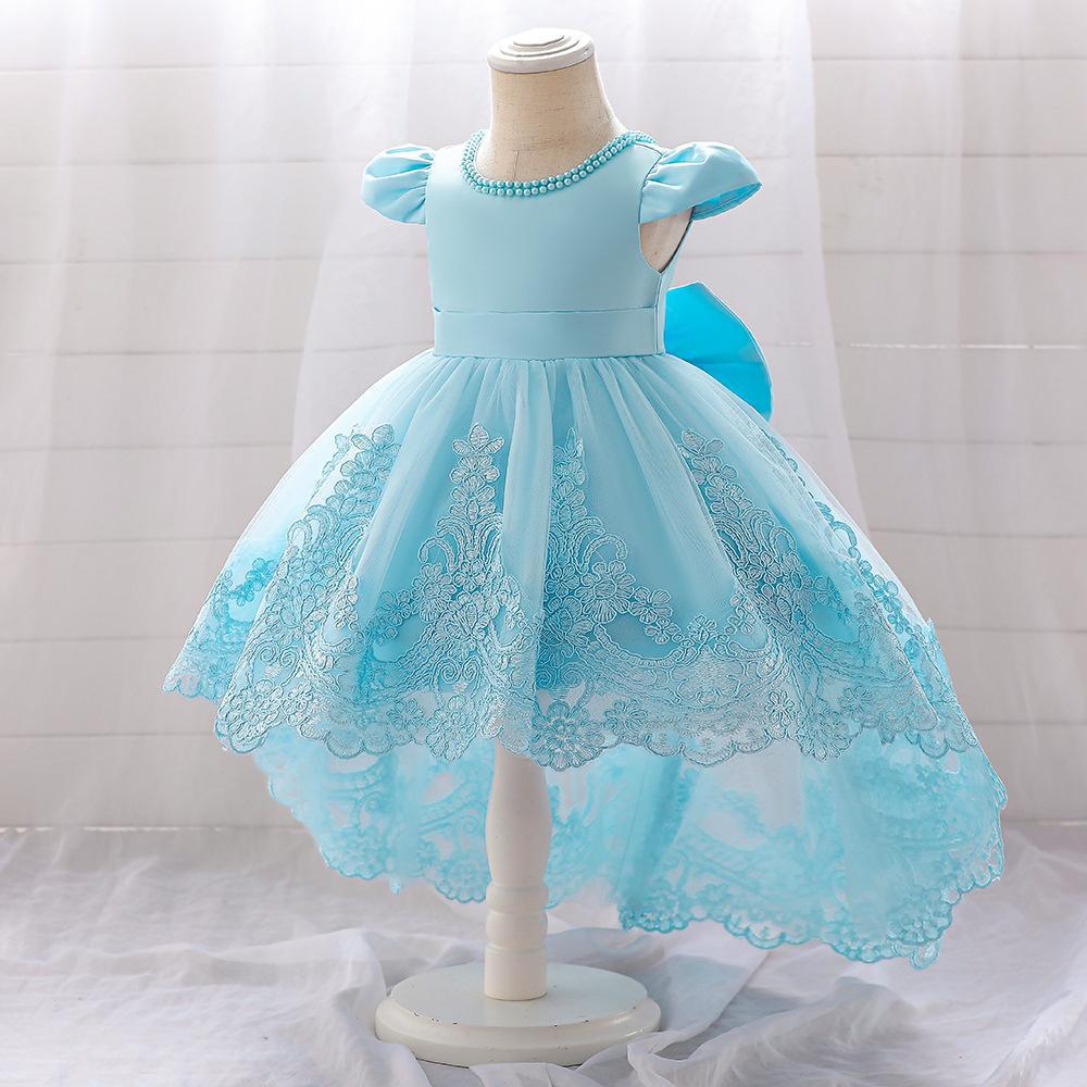 Princess new girls dress trailing puffy gauze skirt children's stage catwalk performance dress birthday banquet gift