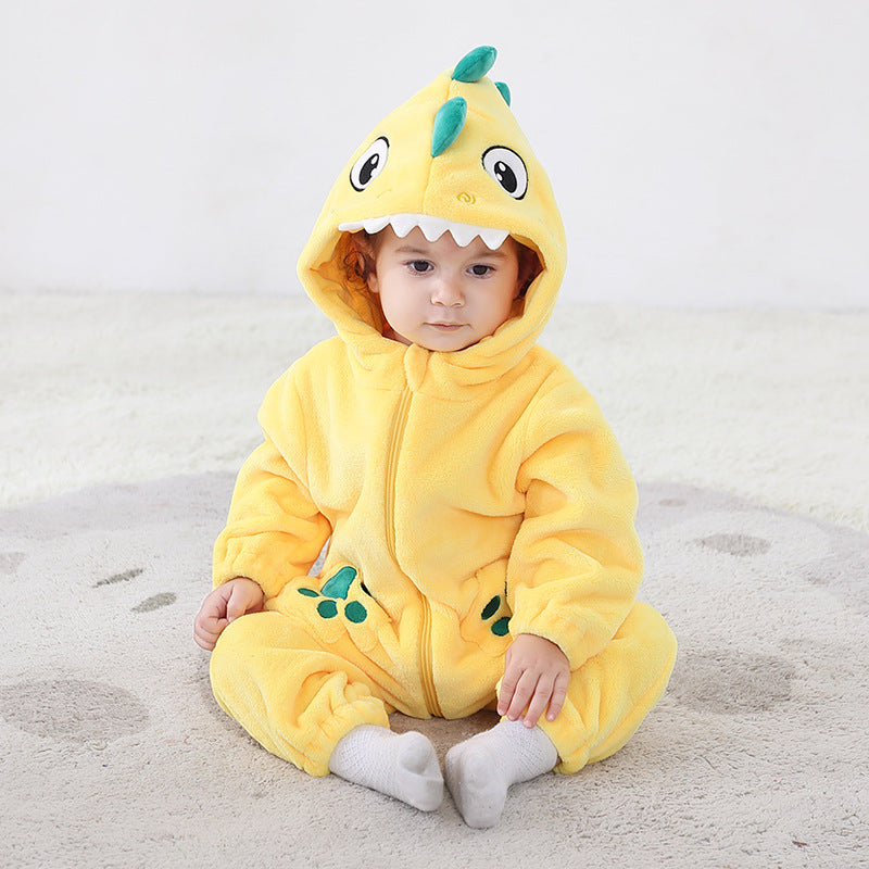 Qile Rabbit Spring and Autumn New Infant and Toddler Cute Styling Clothing 0-5 Year Old Baby Multi-colored Dinosaur Single Layer Romper