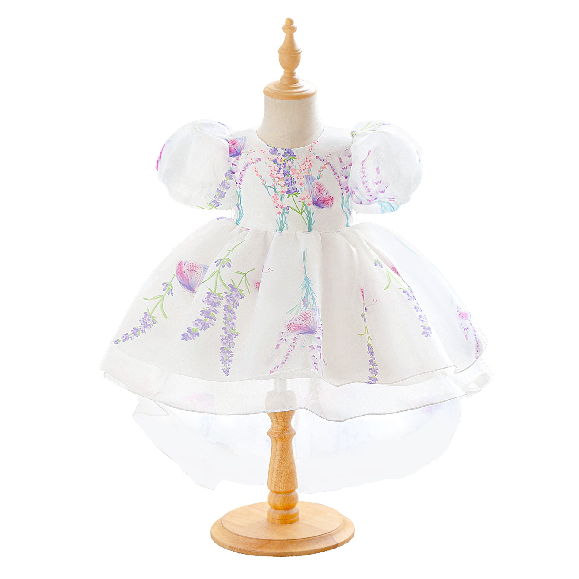 Girls Dress Summer Foreign Style Princess Dress Embroidered Bubble Sleeve Dress Gauze Dress Little Girl Vacation Dress