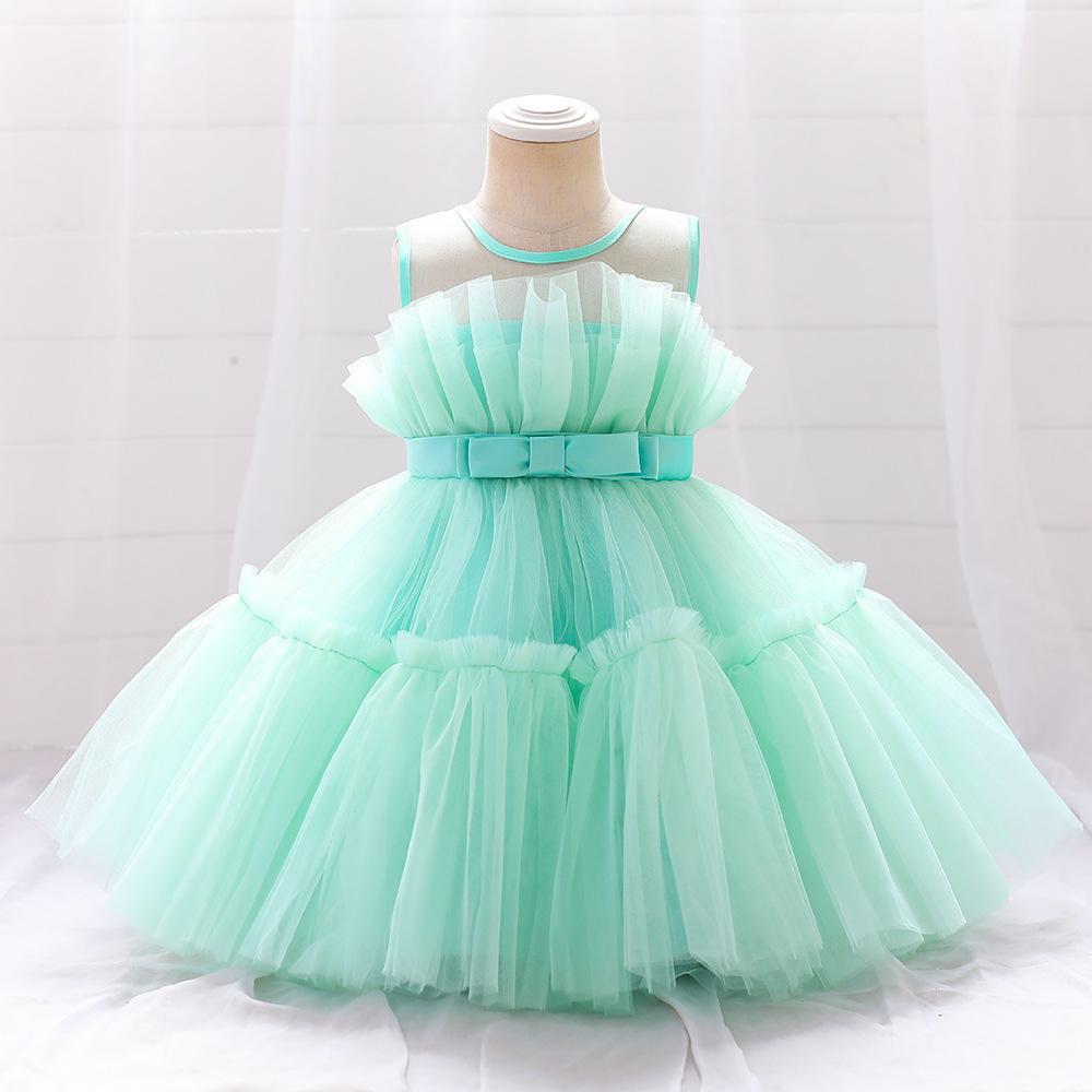 Foreign Trade Girls Dress Sleeveless Children's Festival Performance Dress Birthday Party Fluffy Yarn Princess Dress Little Princess