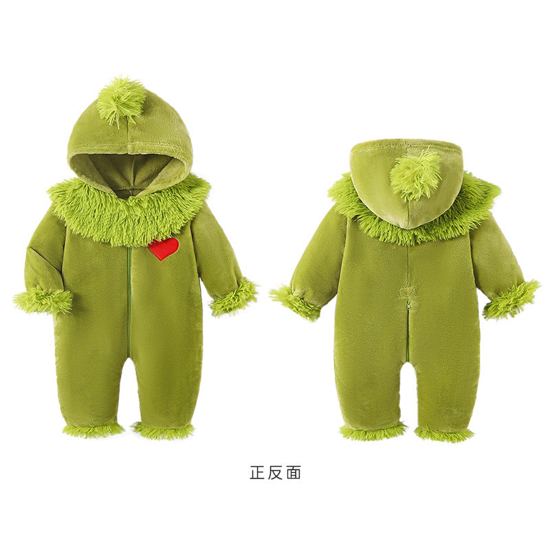Autumn new 0-3 year old baby flannel shape one-piece Romper love printing single-layer one-piece Romper