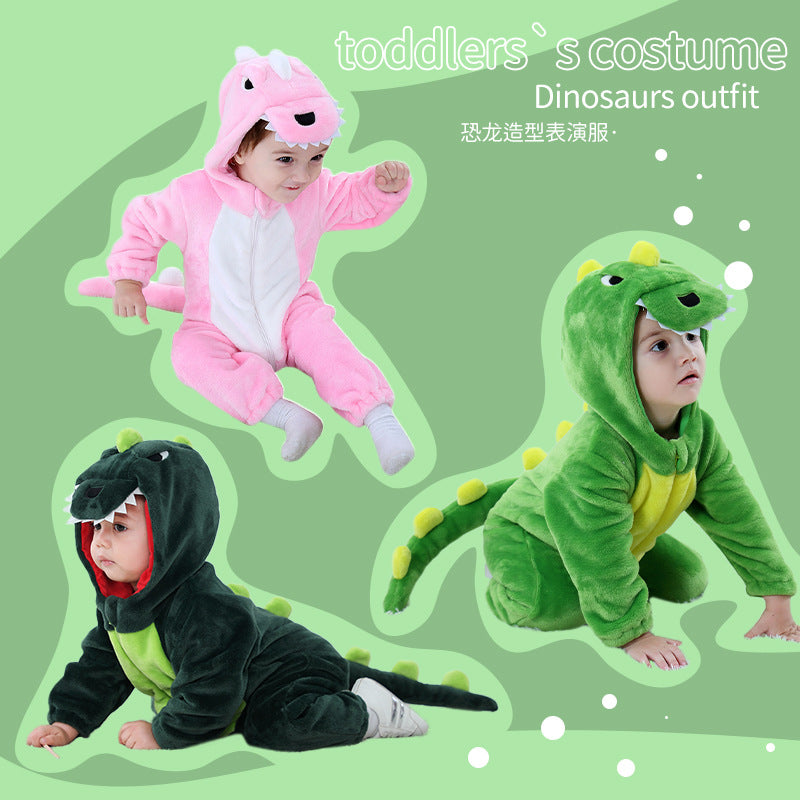 Qile Rabbit Spring and Autumn Styling Clothing Infant Cute Multicolor Dinosaur Three-dimensional Tail onesie H3340