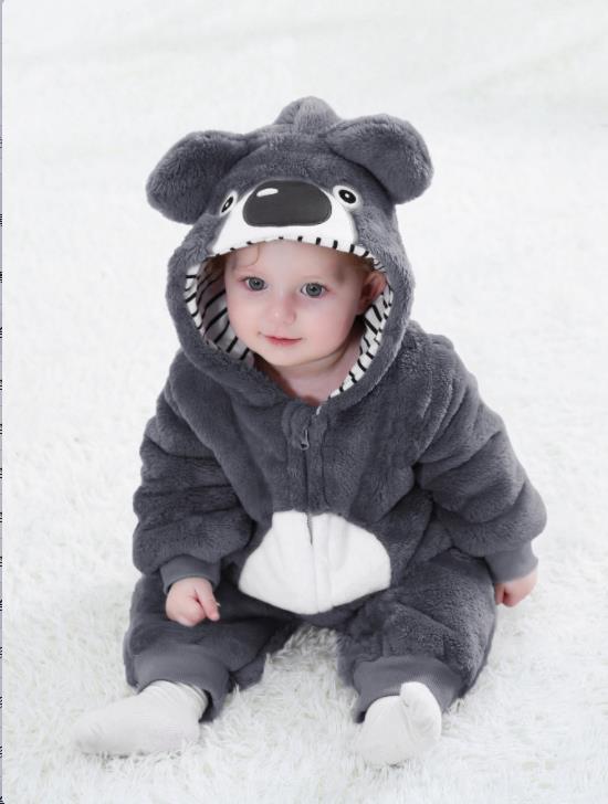 Spring and Autumn New Bear Shaped One-piece Romper Flannel Children's Clothes Qile Rabbit Children's Clothing H2353