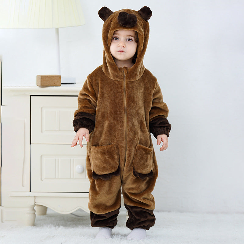 Qile Rabbit Autumn New 0-3 Babies Single-layer flannel Shaping Harness Barra Shaping One-piece Harness