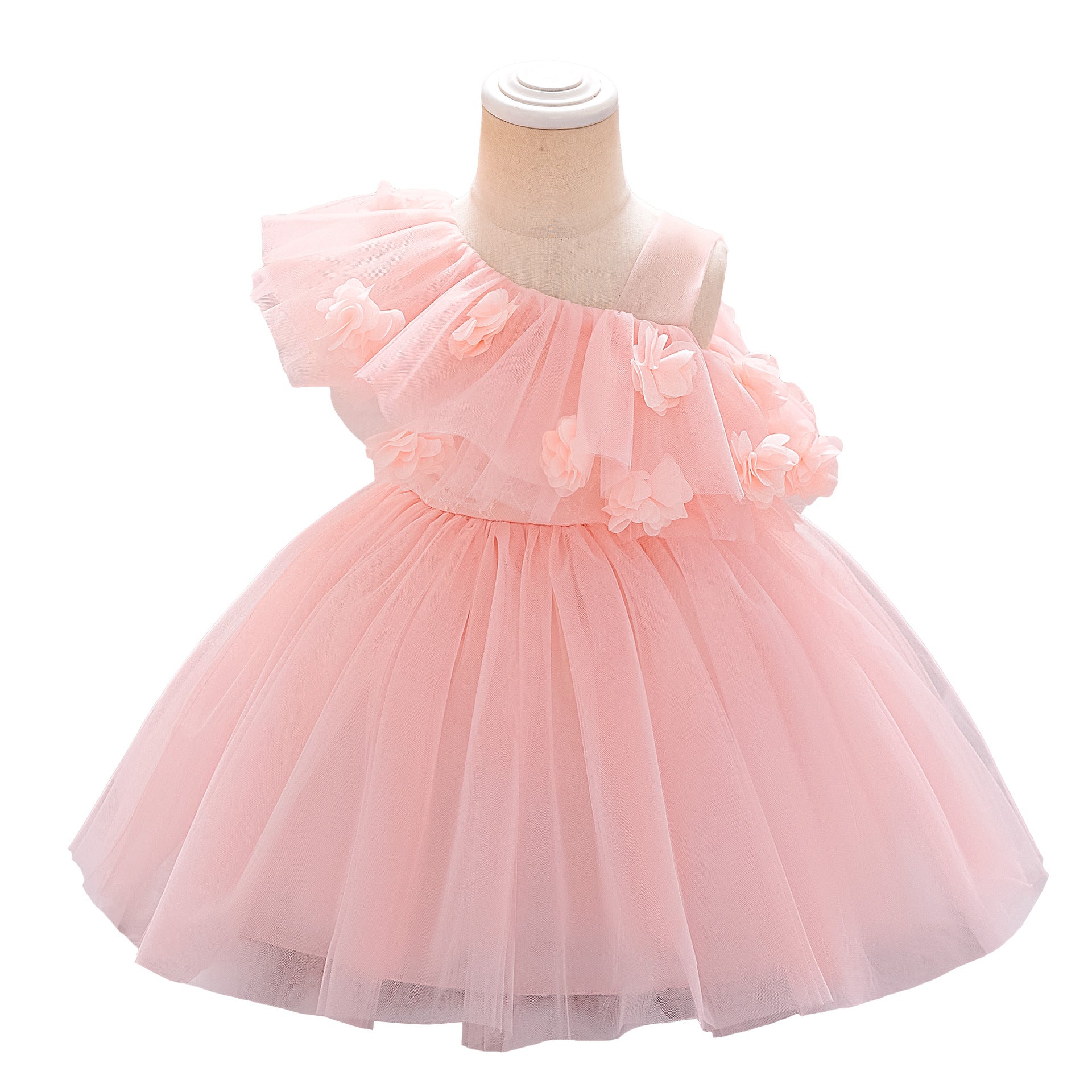 Cross-border Amazon infant dress three-dimensional flower mesh tutu skirt one-year-old baby birthday party washing dress
