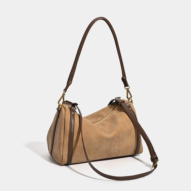 Korean version niche autumn and winter premium suede women's pillow bag hand bag matte retro commuter shoulder messenger bag