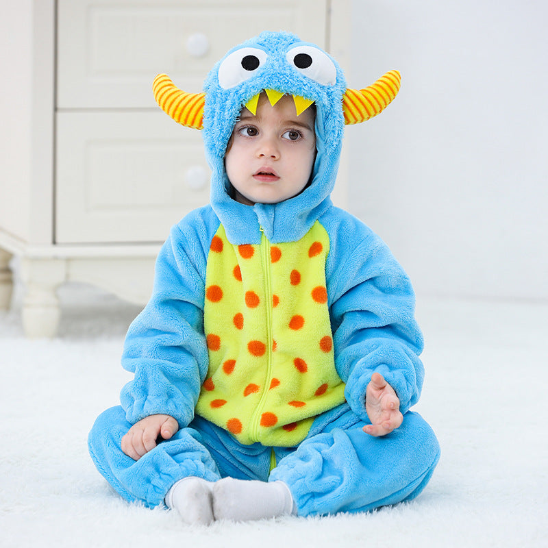 Autumn new baby flannel single-layer shape onesie Romper cartoon little monster shape onesie