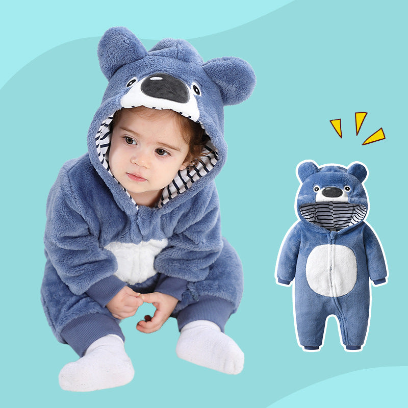 Spring and Autumn New Bear Shaped One-piece Romper Flannel Children's Clothes Qile Rabbit Children's Clothing H2353