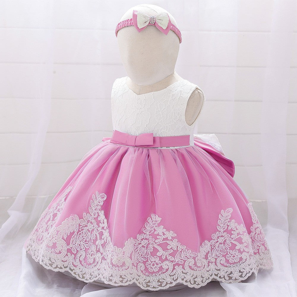 Amazon baby full moon dress children's dress princess lace bow baby dress lace