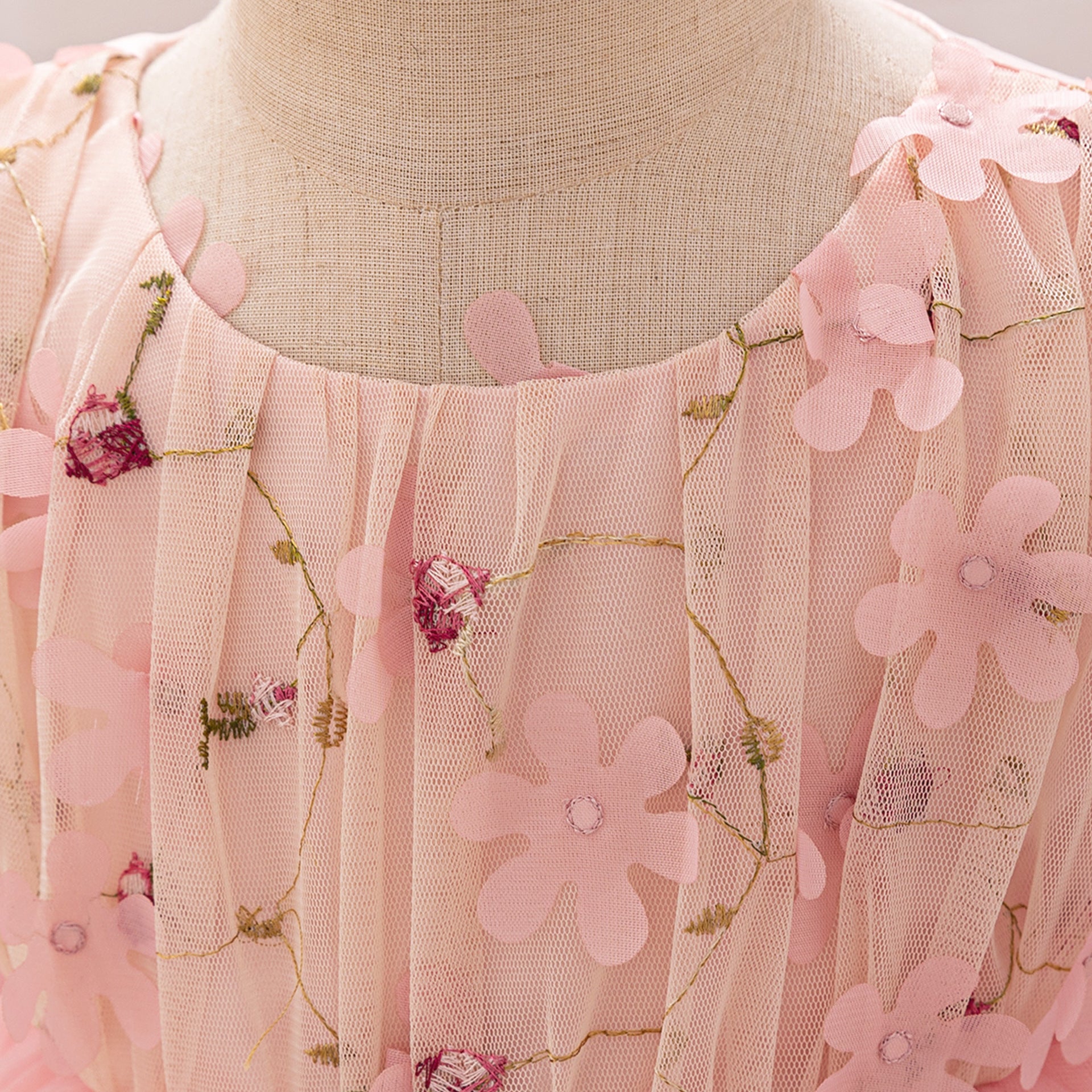 Amazon Girl Dress 2024 New Flower Embroidery Mesh Fluffy Baby Skirt Children's Princess Dress