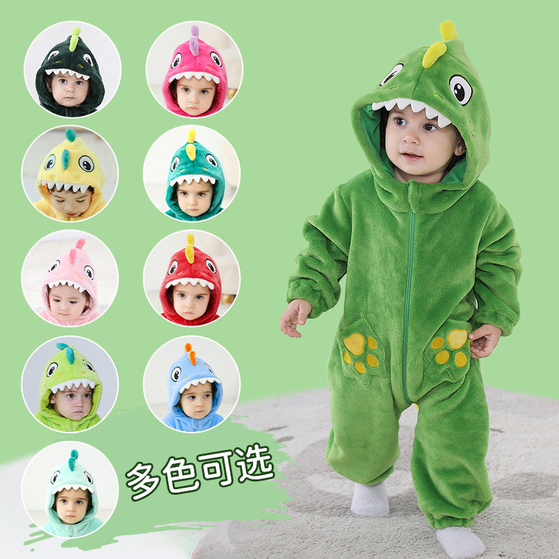 Qile Rabbit Spring and Autumn New Infant and Toddler Cute Styling Clothing 0-5 Year Old Baby Multi-colored Dinosaur Single Layer Romper
