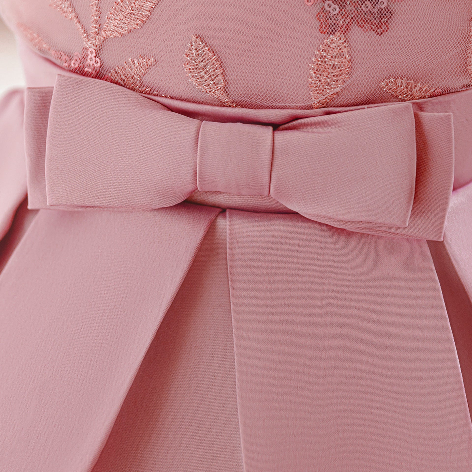 Girls dress skirt new bow dovetail dress flying sleeve embroidered trailing skirt performance dress wedding flower girl skirt