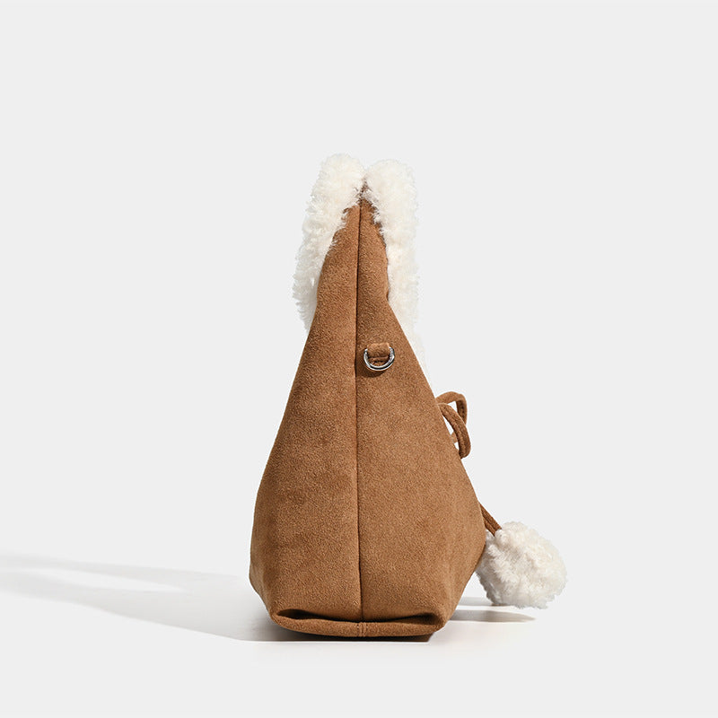 Bag Ladies 2025 New Retro Portable Lamb Wool Bucket Bag Premium Texture Niche Plush Messenger Bag