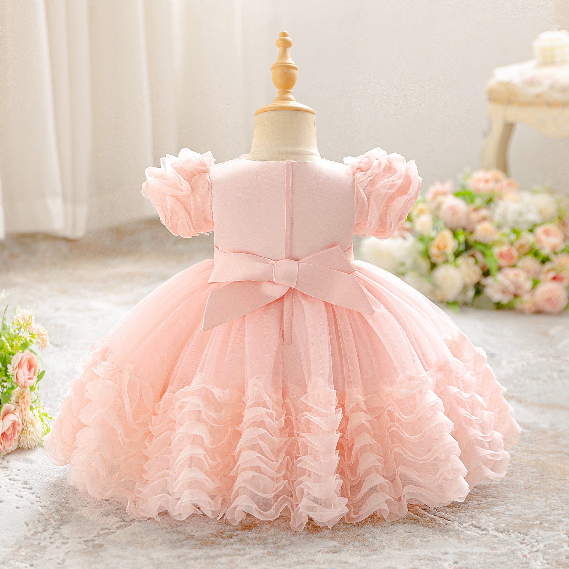 Cross-border foreign style girls' piano performance clothes children's dress princess dress mesh tutu dress girl baby dress summer