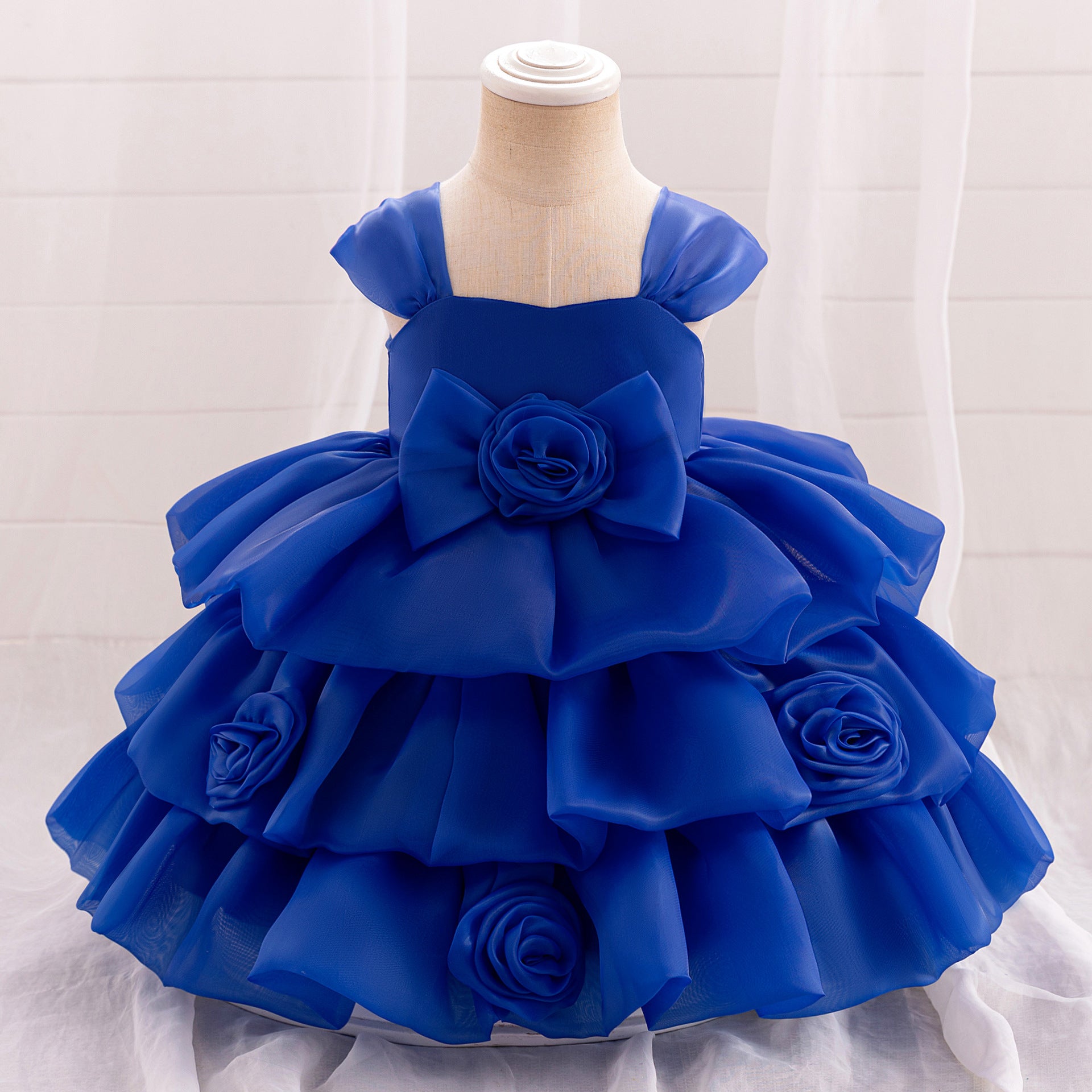 Children's evening dress flower girl wedding little girl fluffy mesh skirt girls year old princess skirt host performance clothes