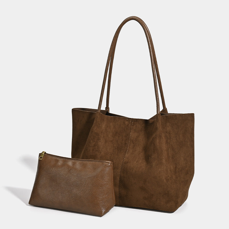 Autumn and winter retro tote bag women's 2025 new shoulder bag, high-end sense, large-capacity work commute armpit bag