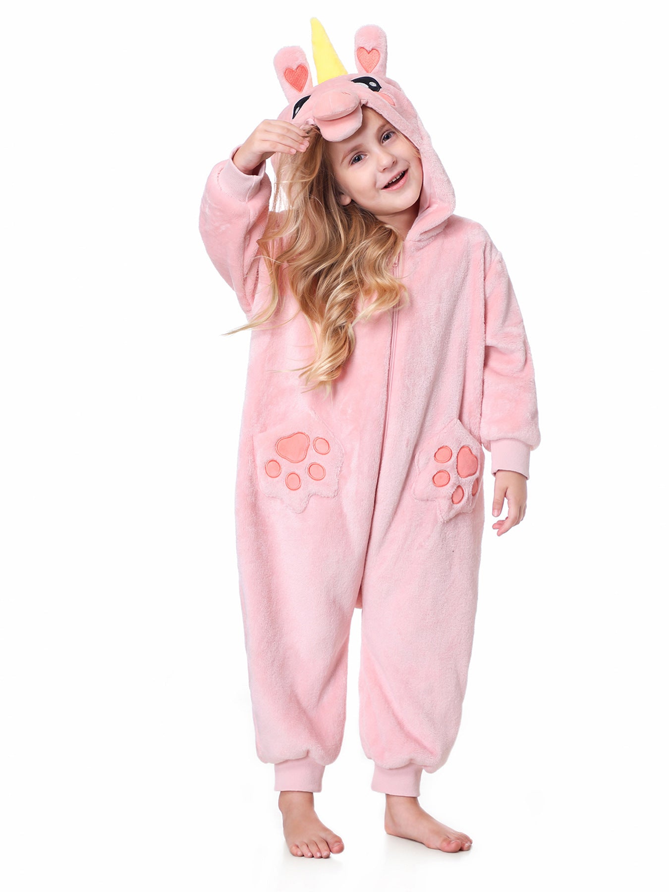 Autumn new children's single-layer flannel spring and autumn onesie unicorn shape three-dimensional tail Romper