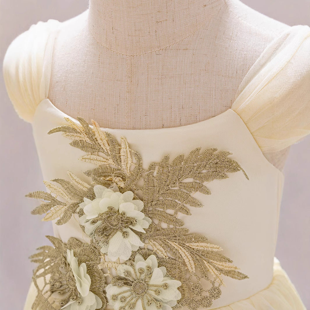 Amazon children's fluffy princess dress flower girl wedding dress girl baby grab week dress birthday party dress dress dress