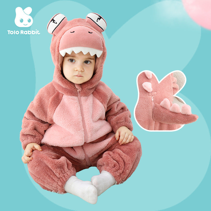 Autumn new 0-3 year old baby single-layer cartoon-shaped one-piece Romper, little monster-shaped one-piece Romper