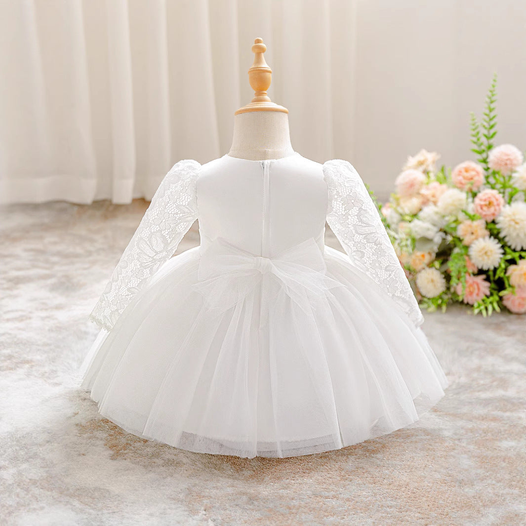 White children's dress 2025 new princess dress banquet fashion dress host piano performance clothes