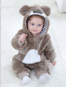 Qile Rabbit autumn new 0-3 year old baby onesie climbing suit animal shape double-sided velvet total link