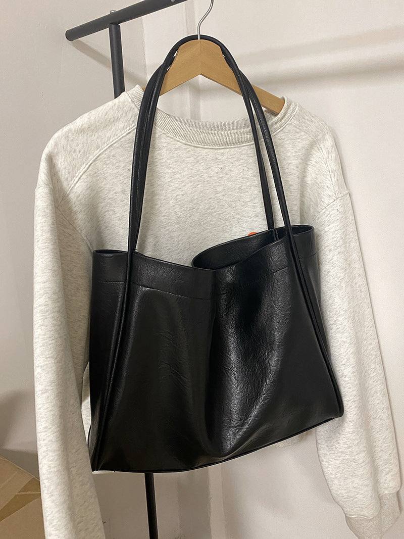 Large-Capacity Soft Leather Tote Bag