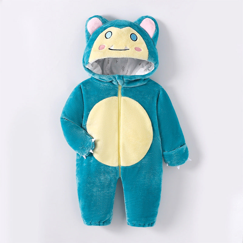 Autumn new baby single-layer flannel cartoon-shaped Romper cute cat-shaped one-piece Romper