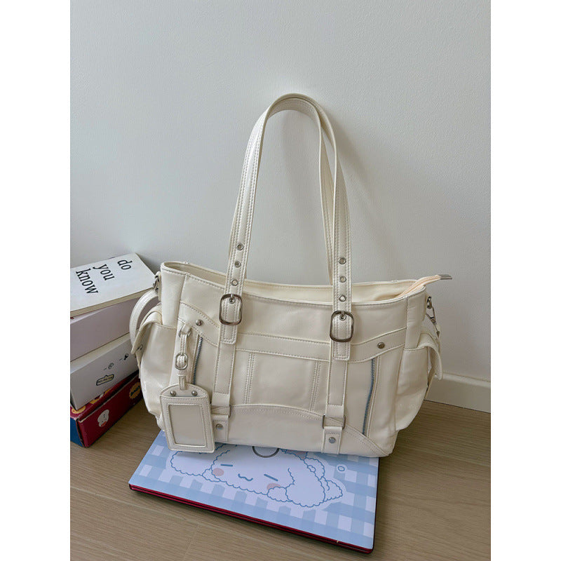 Cross-border sweet and cool wind large-capacity tote bag personalized versatile portable locomotive bag simple shoulder bag commuter messenger bag