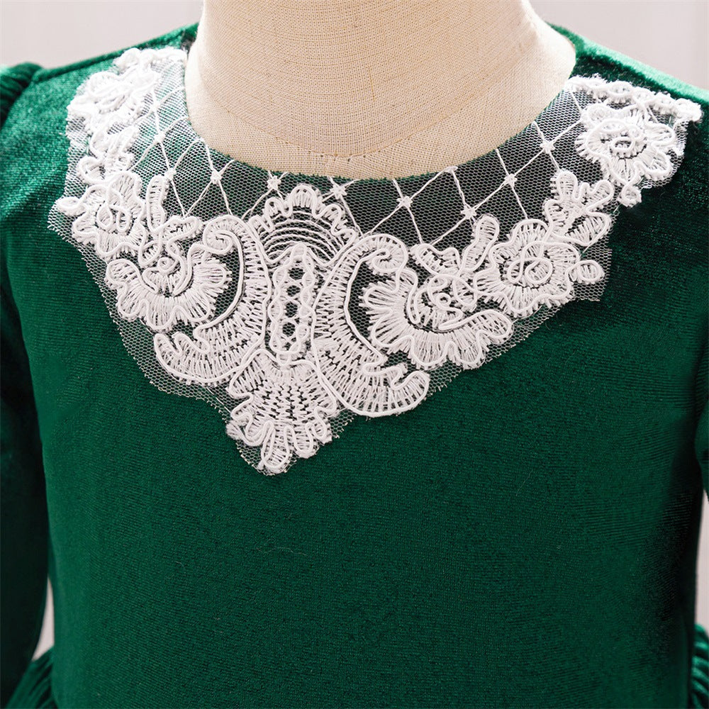 Infant Girl Dress Princess Dress One Year Old Baby Long Sleeve Mesh Flower Girl Dress Children's Birthday Banquet Dress