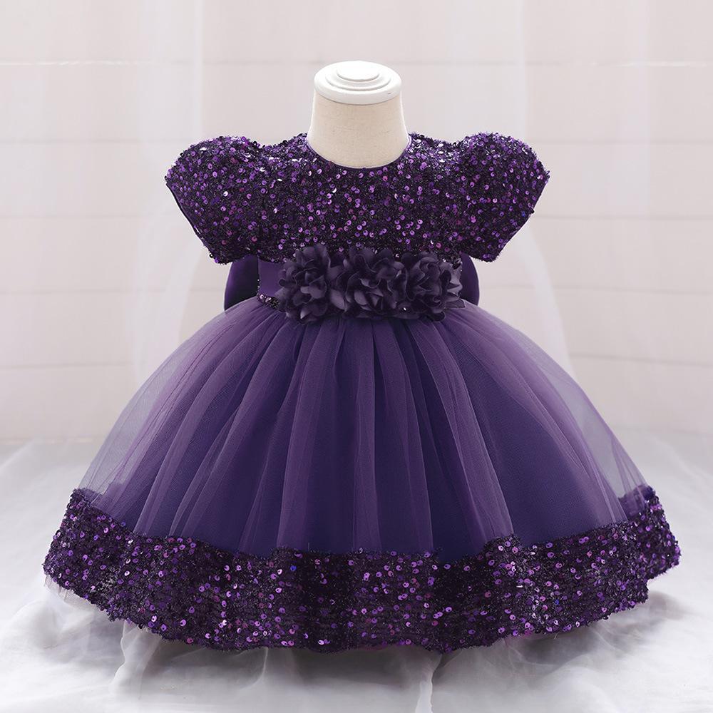 European and American Amazon Children's Dress Princess Dress Short Sleeve Sequin Troupe Dress Little Girl Flower Girl Wedding Dress