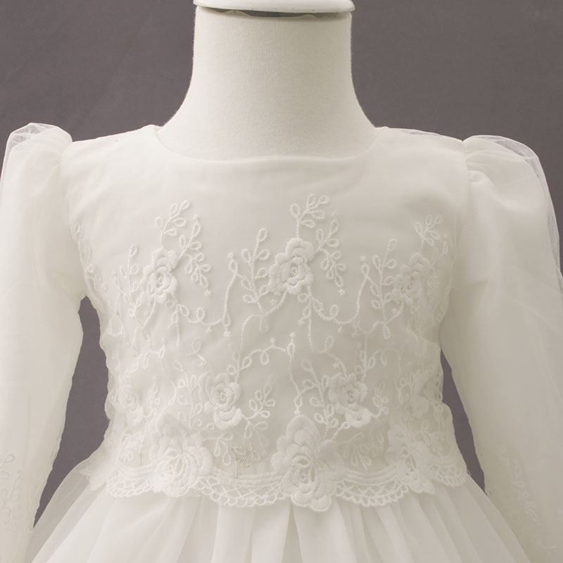 Long Sleeve Solid Color Embroidered Princess Dress