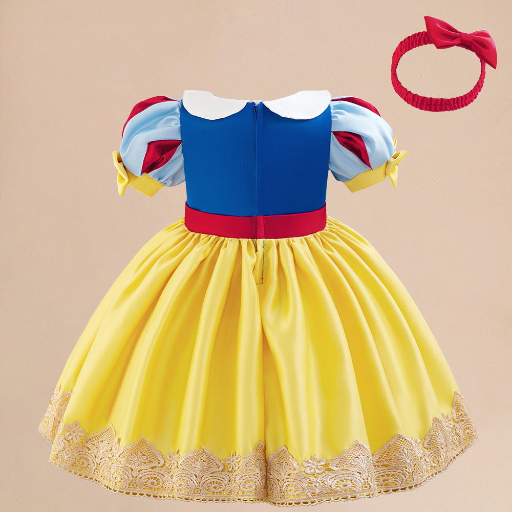 Halloween new Snow White dress dress children's dress cos embroidered splicing back bow princess dress