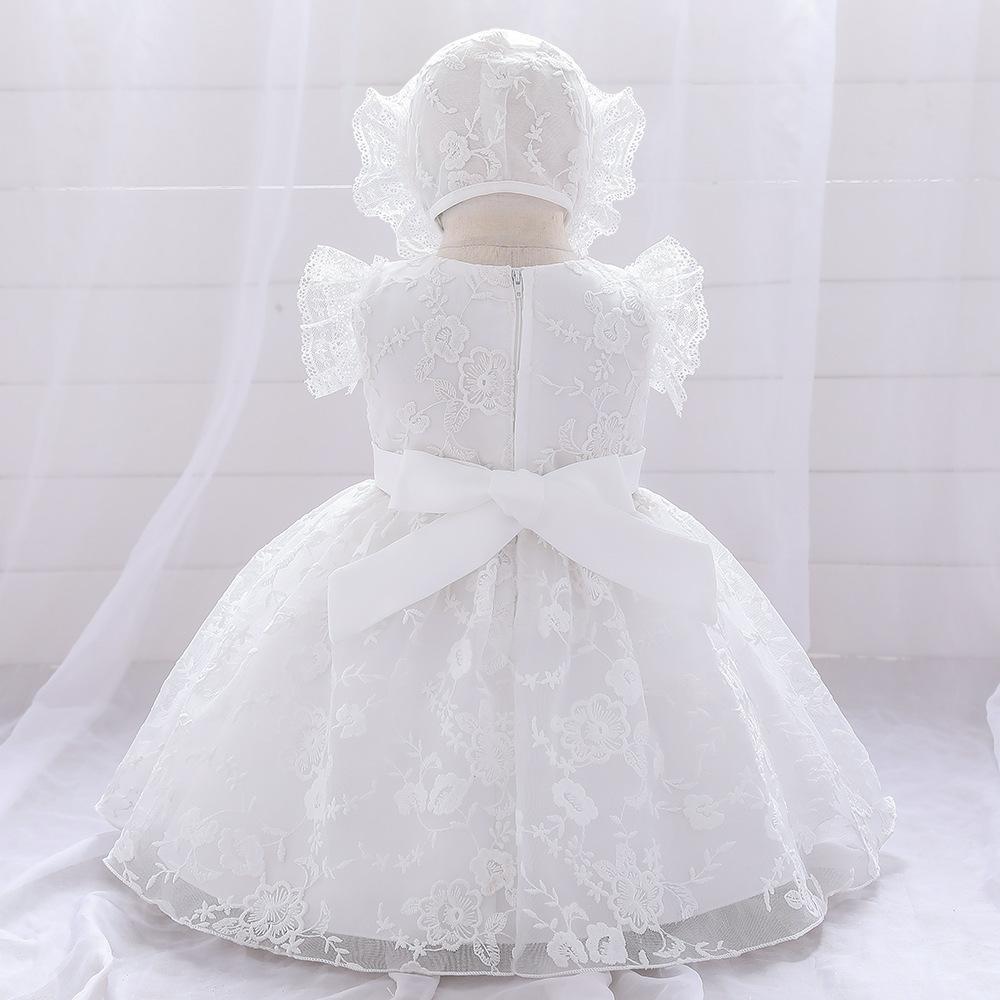 2023 baby birthday dress, European and American cross-border girls cute lace princess dress, flower girl short-sleeved wedding dress