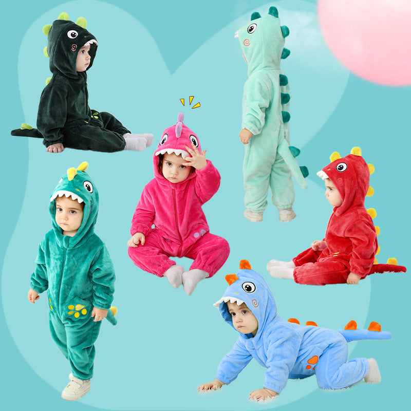 Qile Rabbit Spring and Autumn New Infant and Toddler Cute Styling Clothing 0-5 Year Old Baby Multi-colored Dinosaur Single Layer Romper