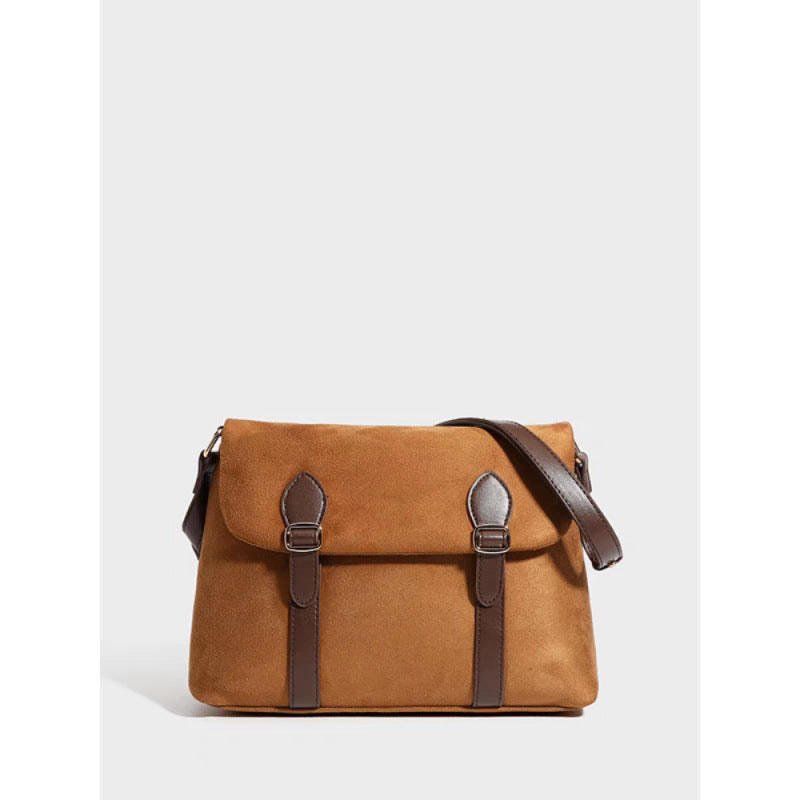 2025 autumn and winter new retro suede messenger bag, Reba Tongganqu Maillard large-capacity shoulder messenger bag