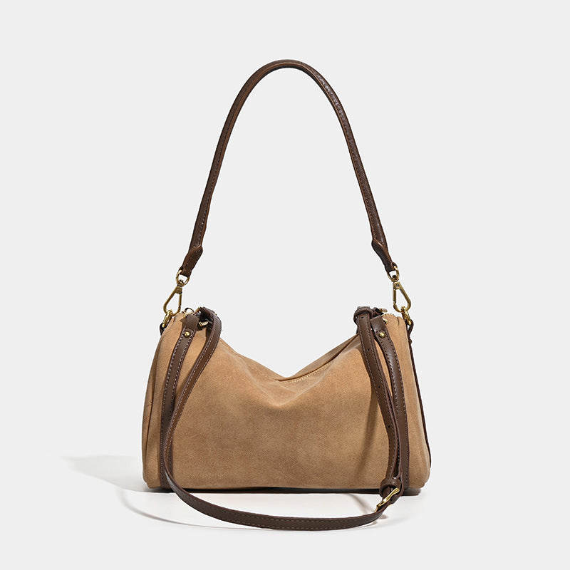 Korean version niche autumn and winter premium suede women's pillow bag hand bag matte retro commuter shoulder messenger bag