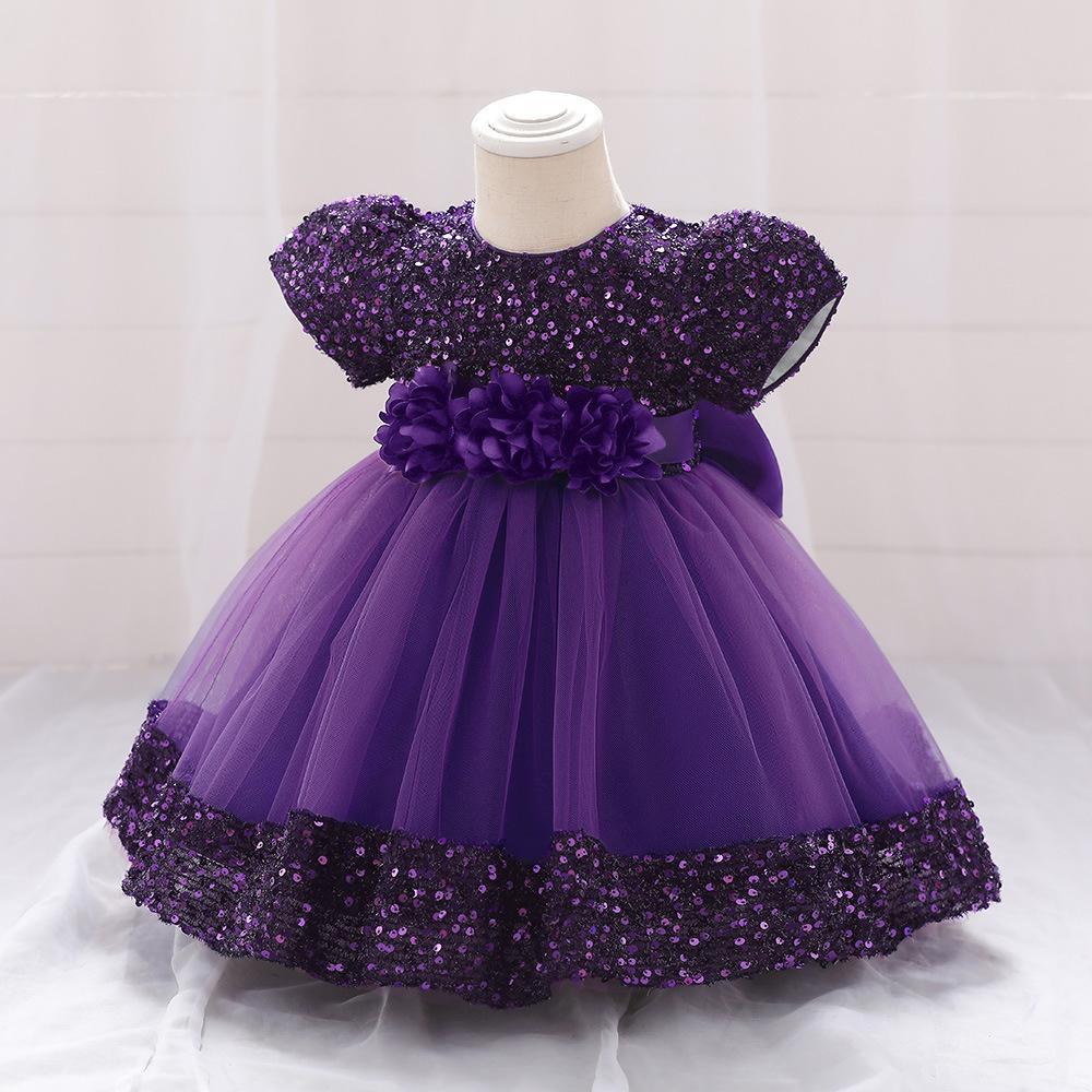 Foreign trade new baby girl dress, sequined tutu dress, female treasure mesh party catwalk dress, birthday banquet dress