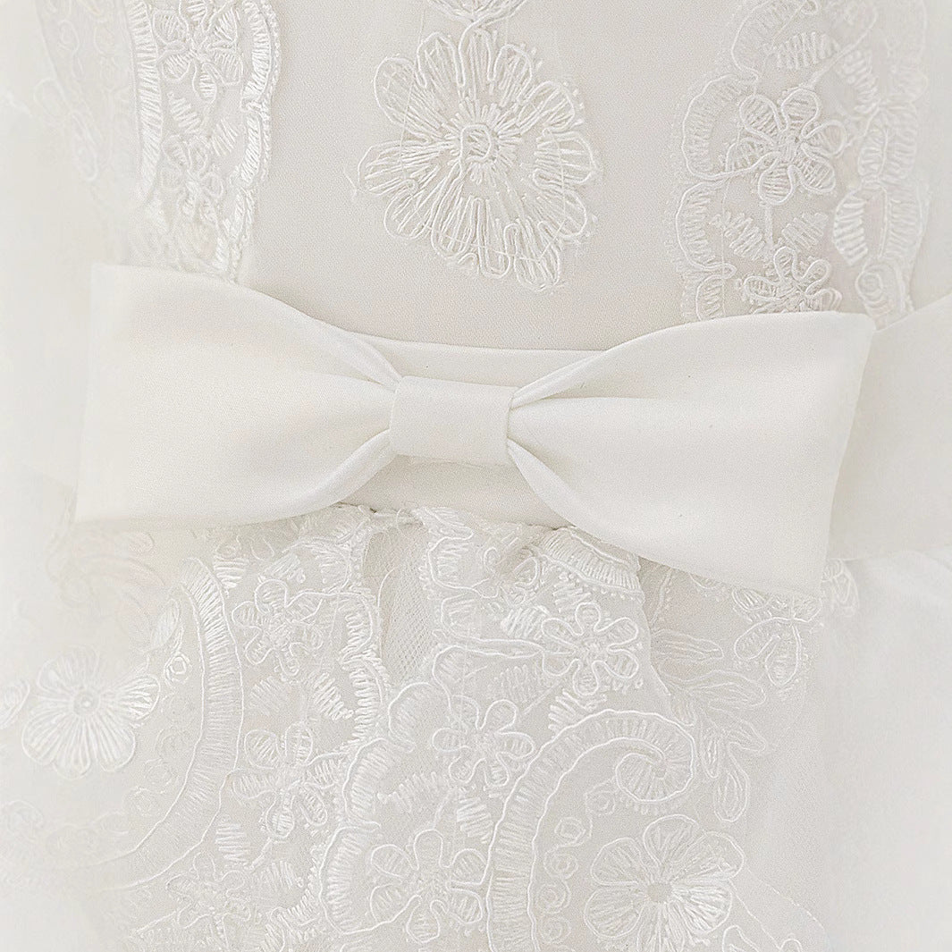 2025 AliExpress Baby 1-3Y Dress Big Bow Lace Wedding Dress Princess Dress Baby Year Old Wash Dress